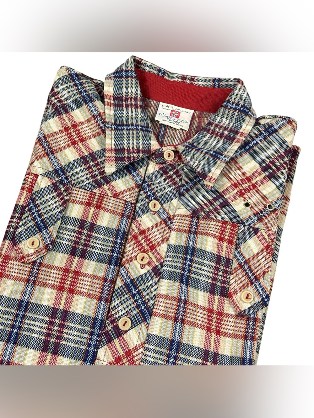 Vintage Jack in the Box Employee Uniform Shirt Plaid Short Sleeve Size Medium
